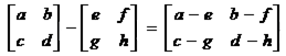 2x2 Matrix Subtraction Formula